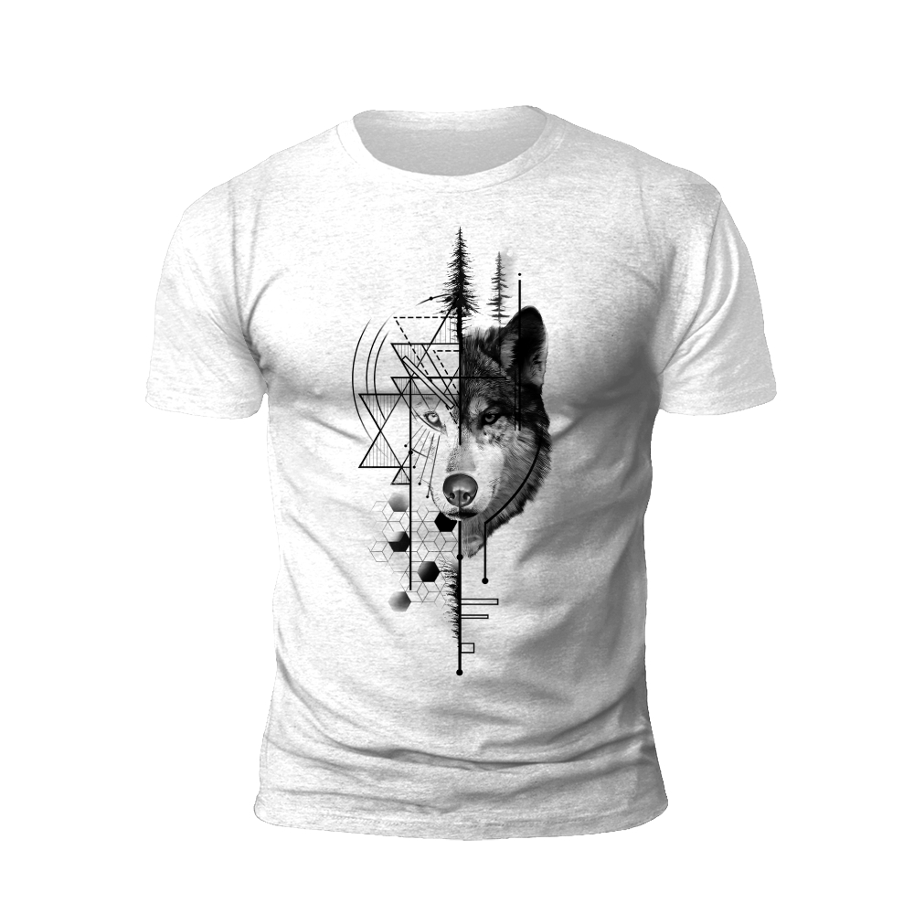 Wolf's Wisdom: The Geometric Howl T-shirt