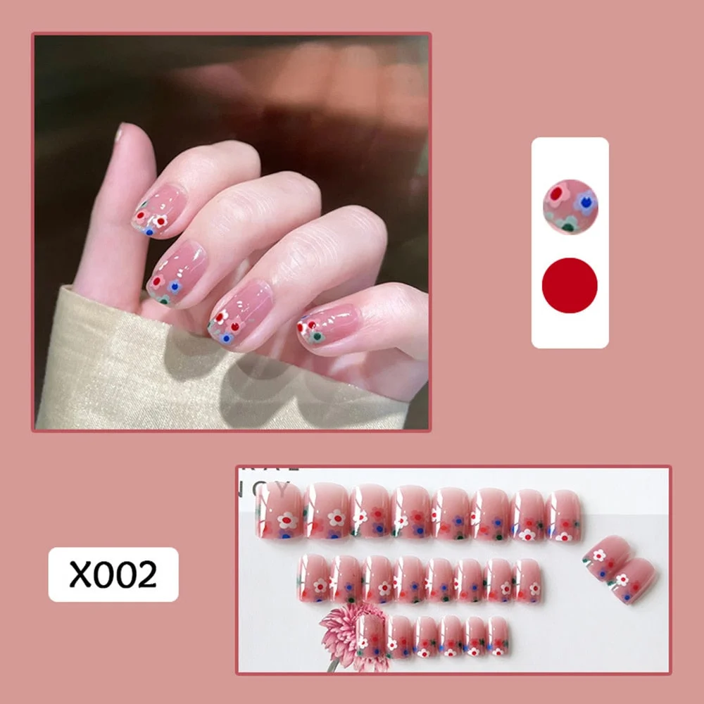 Fake Nails Art Nail Tips Press on False with Designs Set Full Cover Artificial Short Packaging Kiss Display Clear Tipsy Stick-Nail Inspo