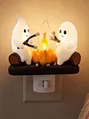 Resin Warm Glow Ghost Campfire Plug-in Night Light Wall Outlet