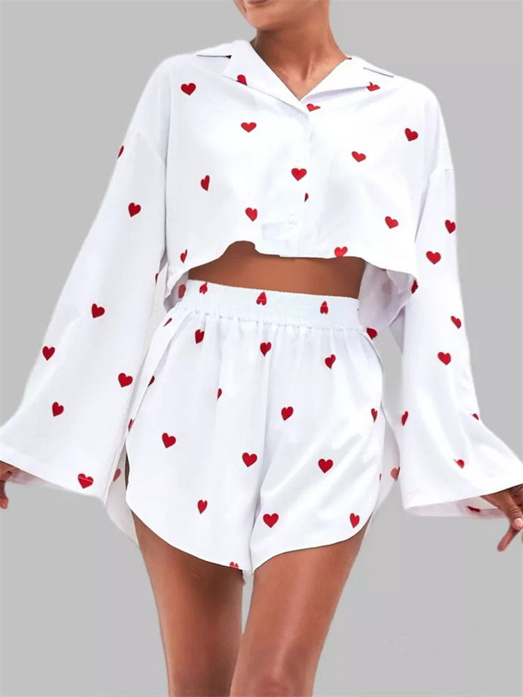 Ootddress Casual Loose 2 Piece-Set Shorts Outfits Women's Patchwork V-Neck Cropped Pullover And High Waist Shorts Female Sets 2025