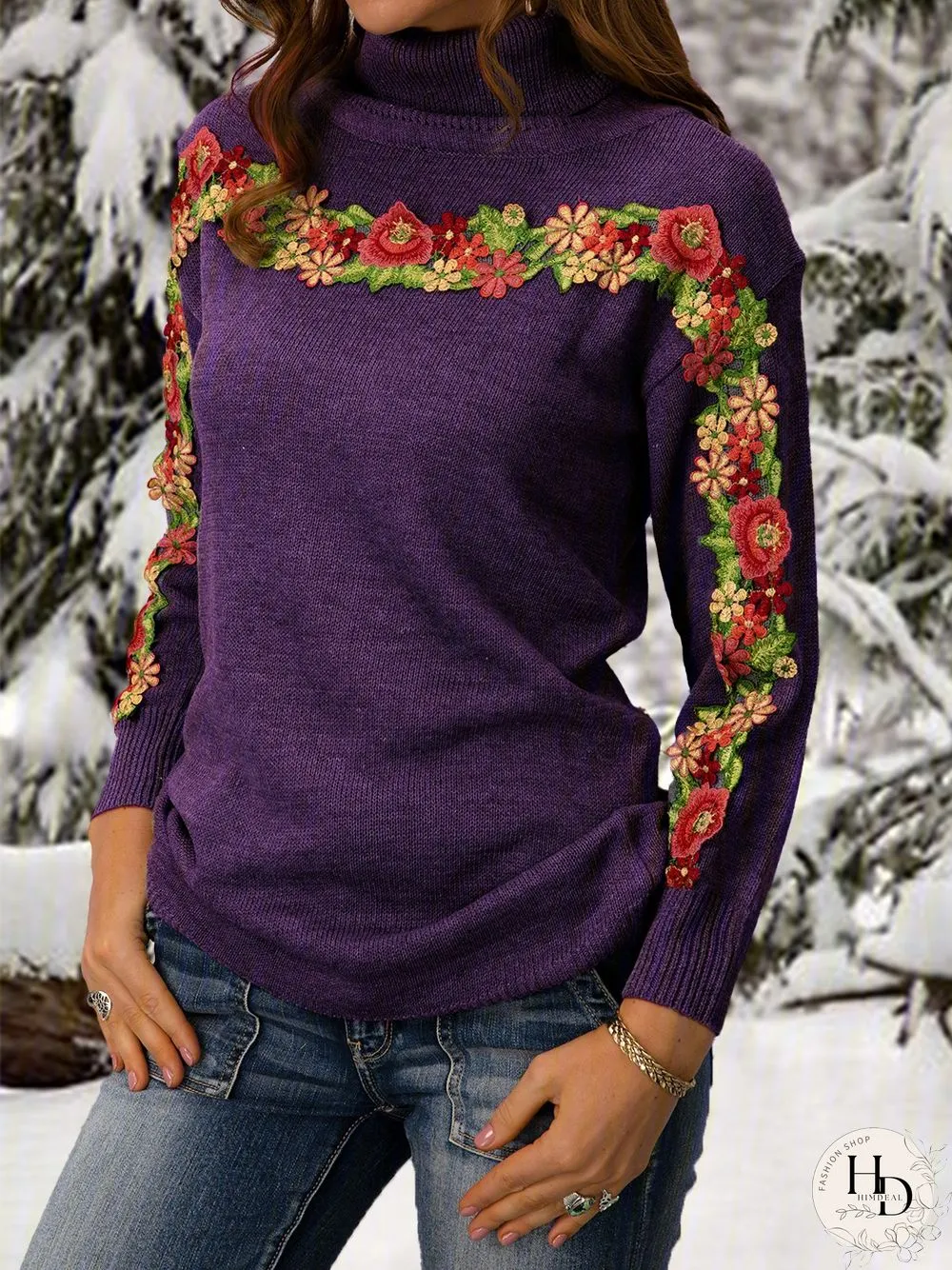 Casual Long Sleeve Plus Size Turtleneck Sweater