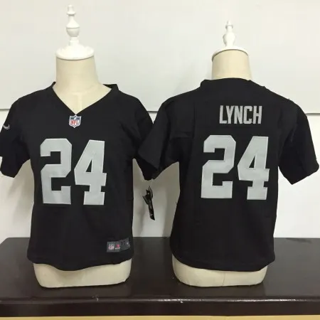 Toddler  Oakland Raiders #24 Marshawn Lynch Black Stitched NFL Jersey
