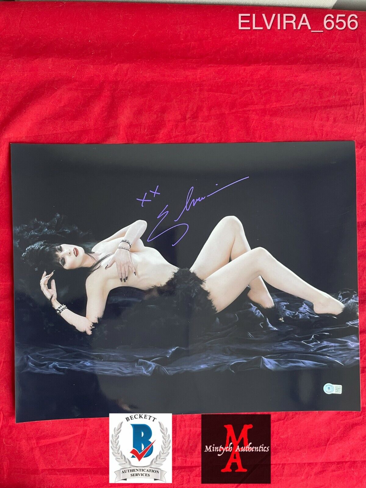 ELVIRA CASSANDRA PETERSON AUTOGRAPHED SIGNED 16x20 Photo Poster painting! BECKETT COA! HORROR!