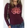 Papercut Printed Long Sleeve Top