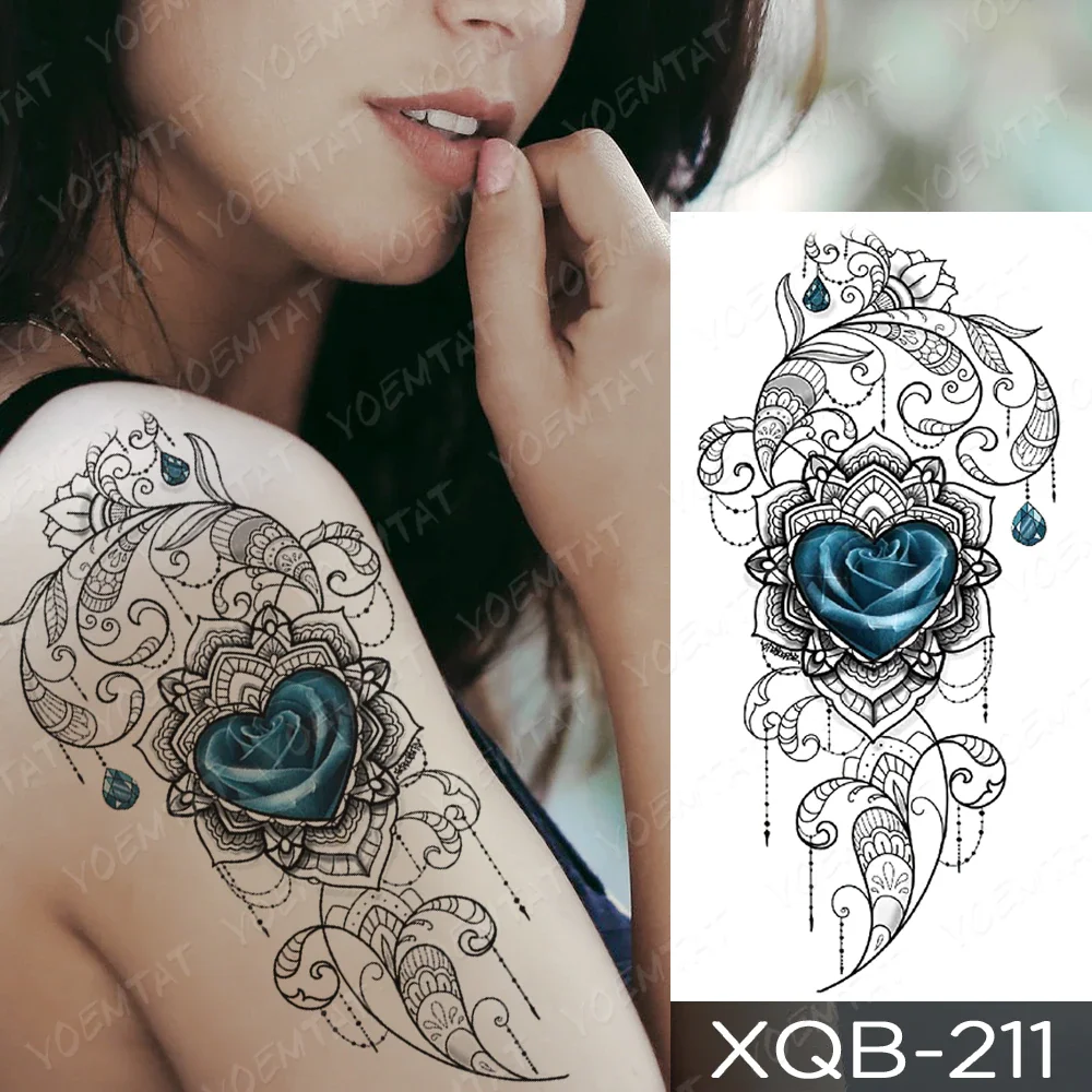 Sdrawing Temporary Tattoo Sticker Henna Mehndi Totem Flash Tatto Lotus Flower Hand Fingers Body Art Arm Fake Tatoo Men Women