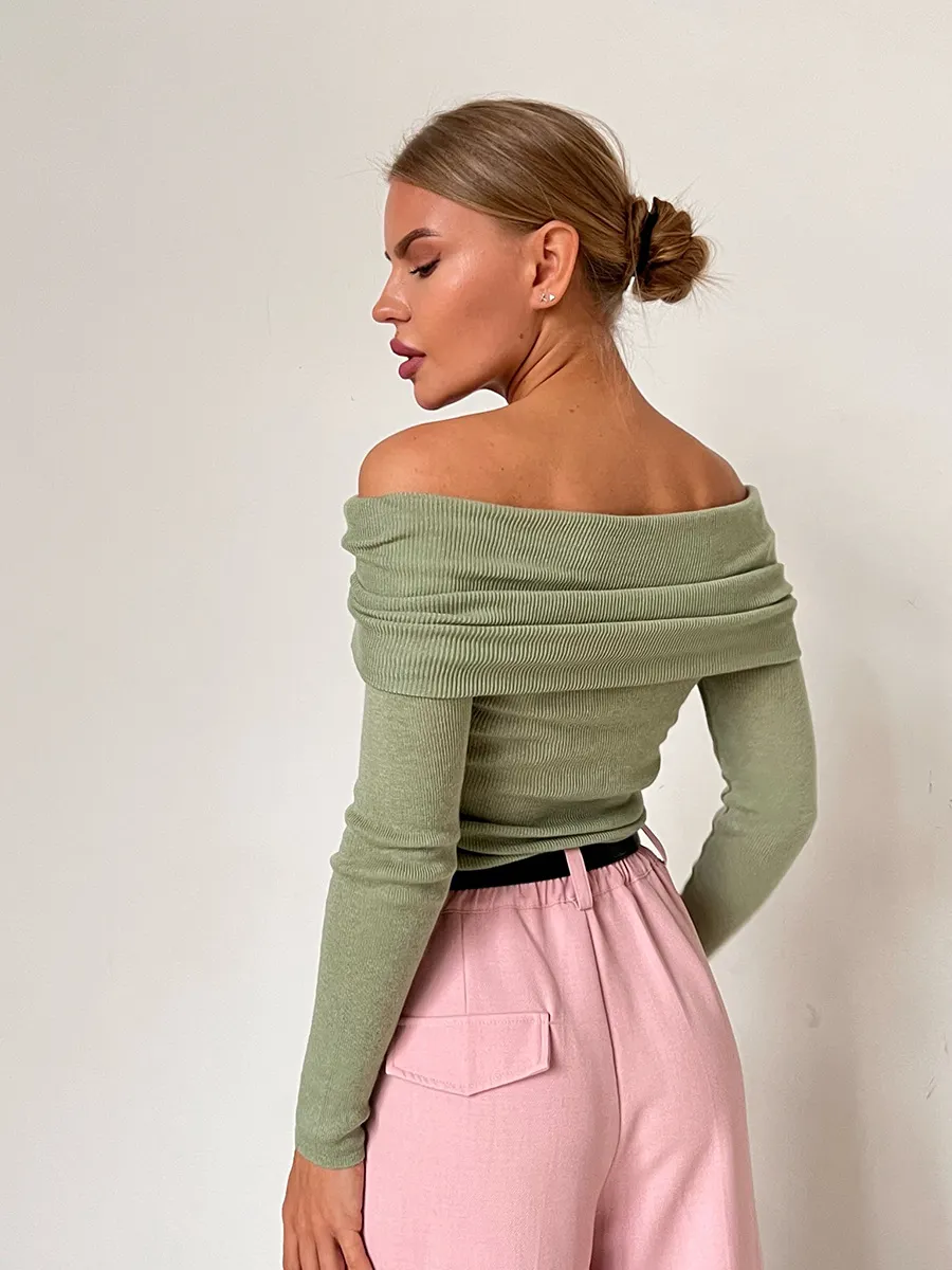 Churchf Churchf Knitwear Spring 2024 Women's Slim Solid Color Set Collar Long-Sleeved Knitwear