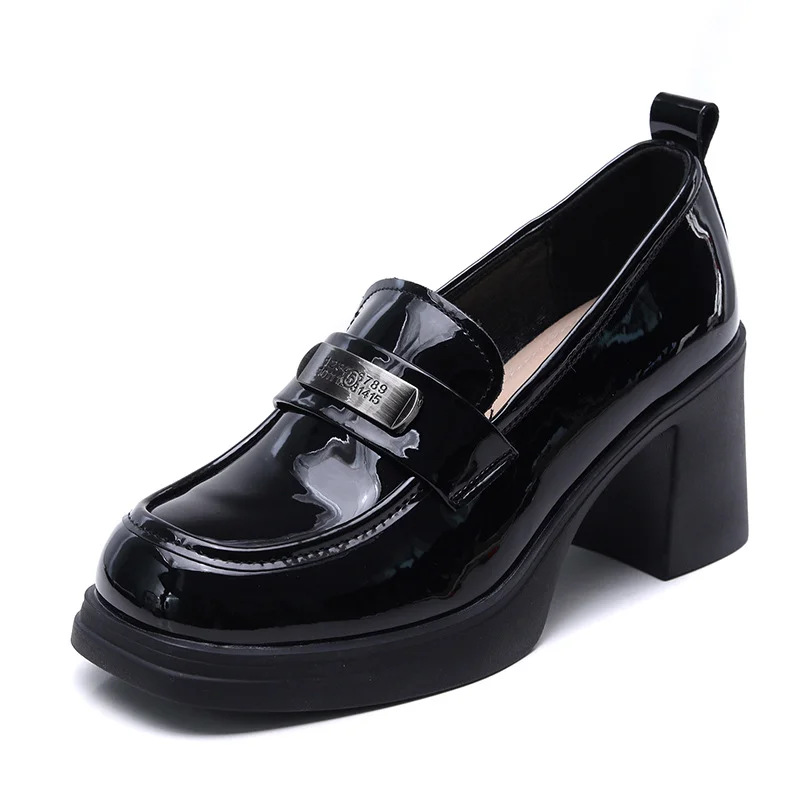 Yyvonne Layer Cowhite English Wind High-Heeled Shoes 2025 Spring New Thick-Heeled Fashion Shoes Comfortable Single Shoes