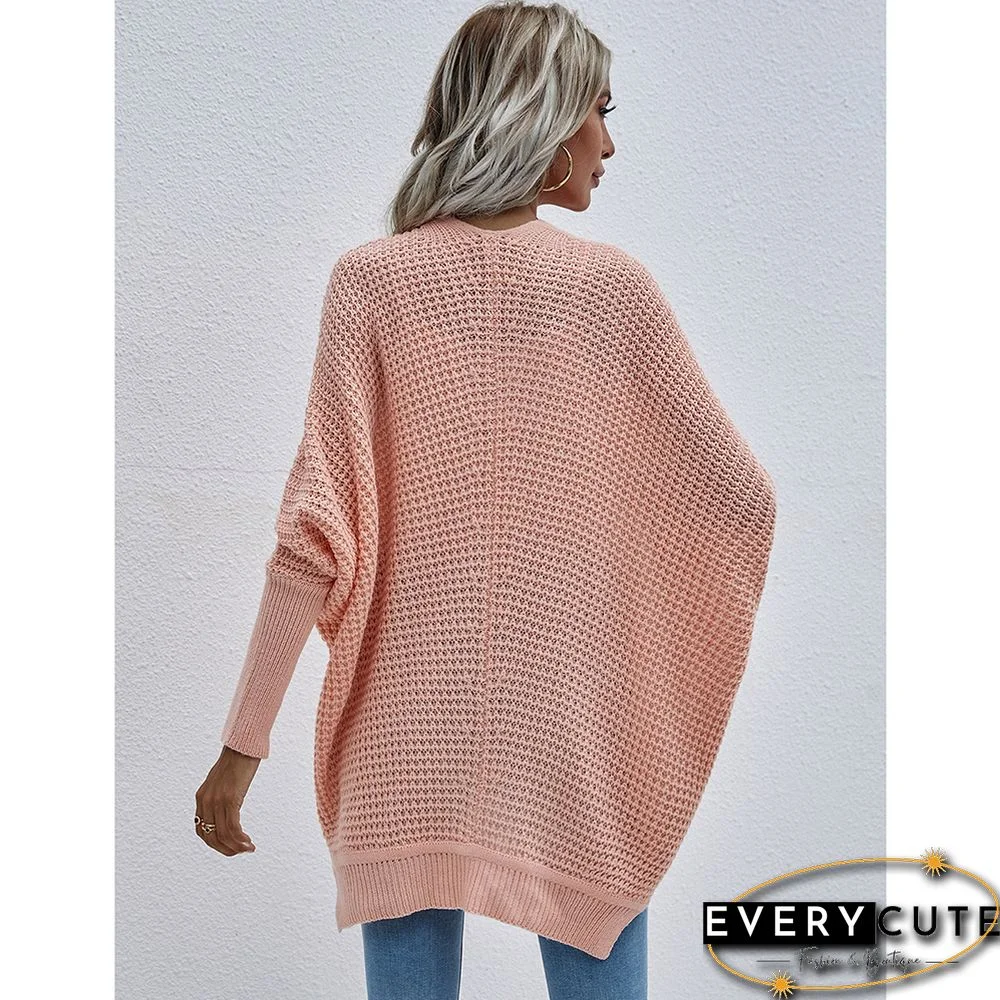 Orange Pink Drop Shoulder Oversized Long Cardigan