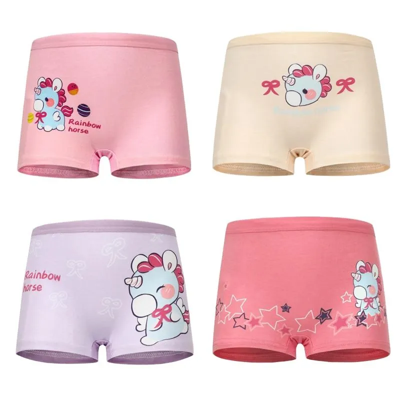 4 Pieces/Lot 2-12Y Children Underwear High Quality Cotton Girls Panties Cute Cat Pattern Kids Boxer Briefs Child Soft Girl Pants