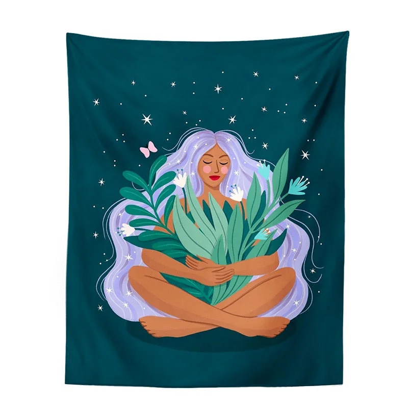 Indian Moon Phase Girl Mandala Tapestry Wall Hanging Boho decor macrame hippie Witchcraft Tapestry wall decoration cloth