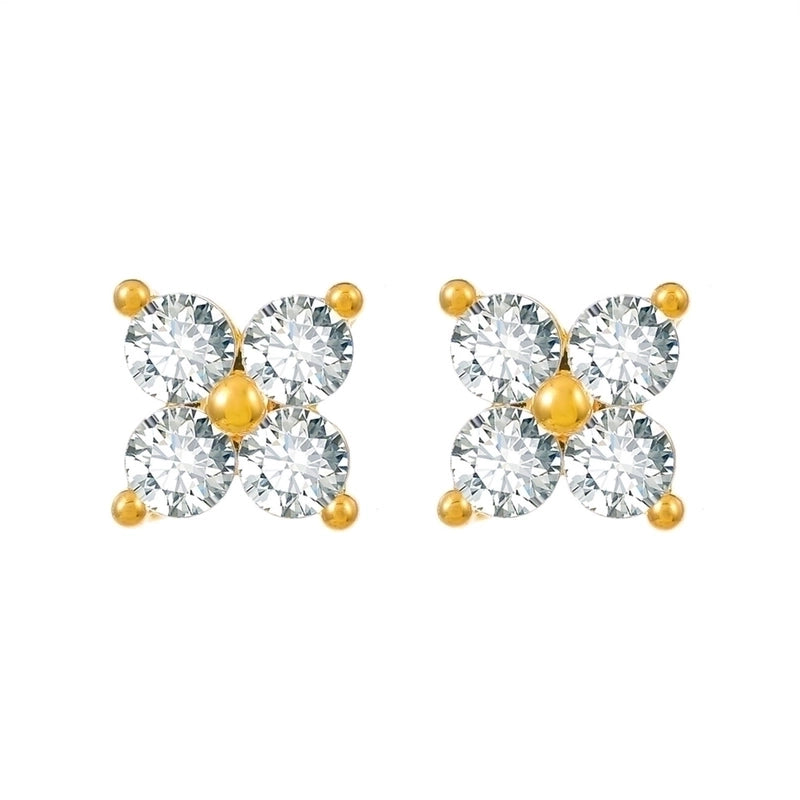 1 Pair Minimalist Flower Copper Plating Inlay Crystal Rhinestones Zircon 18k Gold Plated Gold Plated Silver Plated Earrings Ear Studs