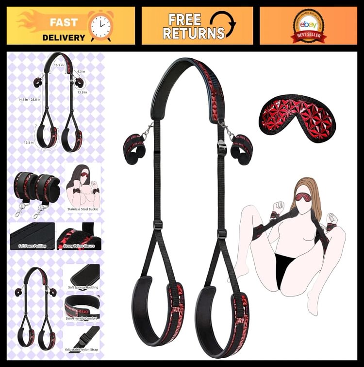 pornhint Pornhint BDSM Bondage Restraint Kit - Adjustable Handcuffs, Blindfold & Soft Straps for C Bondage