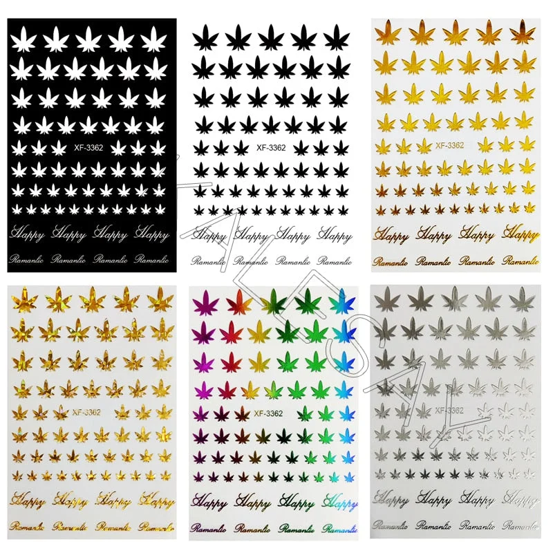 Canada DIY Nail Art Manicure 3D Self Adhesive Nail Stickers Pot Weed Leaf Nails Decal on Nails Salon Decoration Acrylic Designs