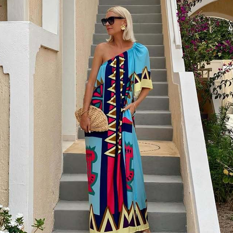 One Shoulder Maxi Dress