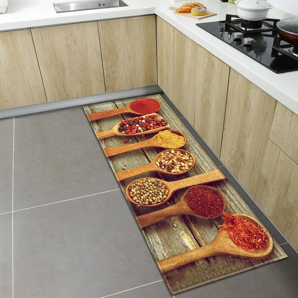 Spices Kitchen Mat Home Entrance Doormat Hallway Balcony Bathroom Anti-Slip Rug Bedroom Living Room Floor Decoration Long Carpet