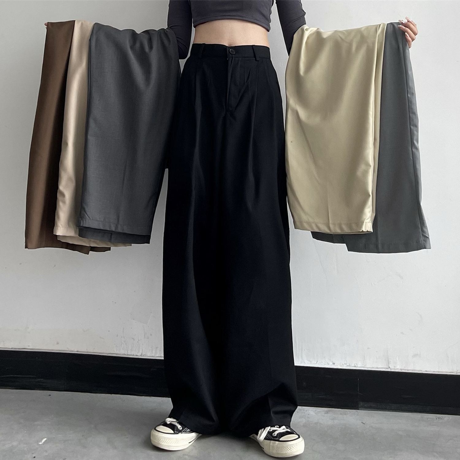 RETRO HIGH WAIST WIDE LEG SUIT PANTS