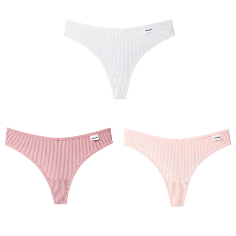 CINOON 3Pcs/Lot V Waist Cotton G-String Thong Panties String Underwear Women Briefs Sexy Lingerie Pants Low-Rise Ladies Intimate