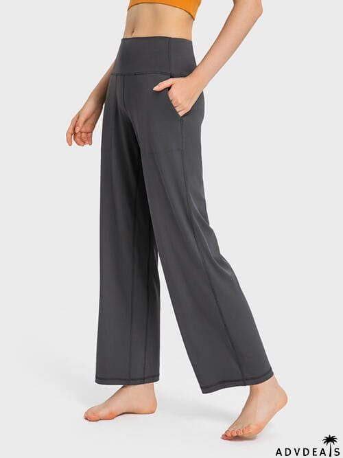 Wide Waistband Active Pants with Pockets