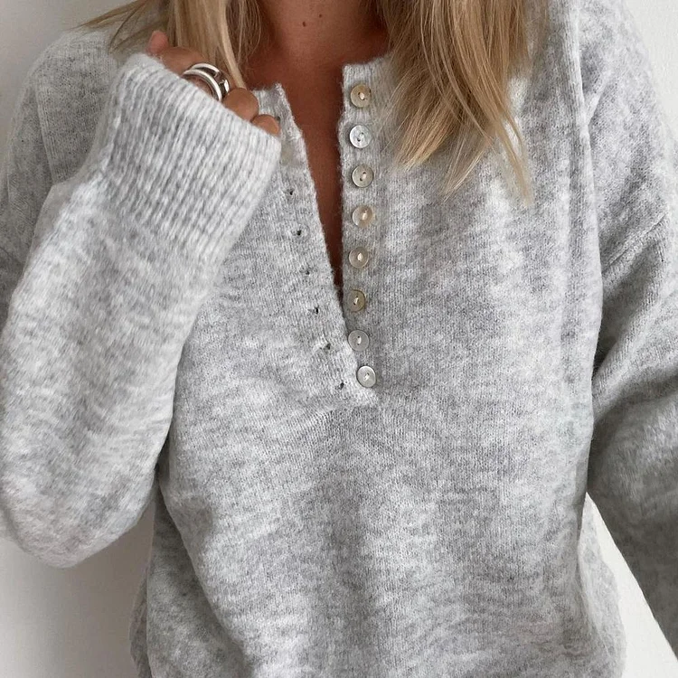 Grey Days Classic Button Front Sweater