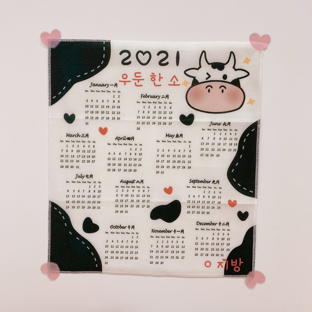 W&G Kawaii Tapestry Wall Hanging Korean Background Cloth Ins Cute Wall Decor 2021 Calendar Tapestry Wall Tumblr Send Stickers