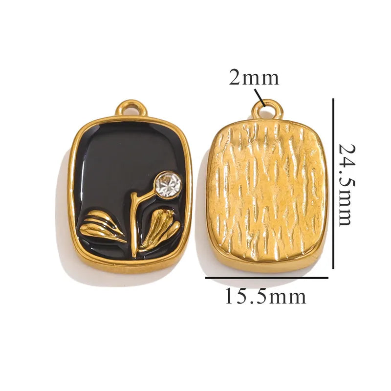 1 Piece 18 * 23mm 19mm 20.5mm 304 Stainless Steel Leaf Rose Flower Pendant Jewelry Accessories