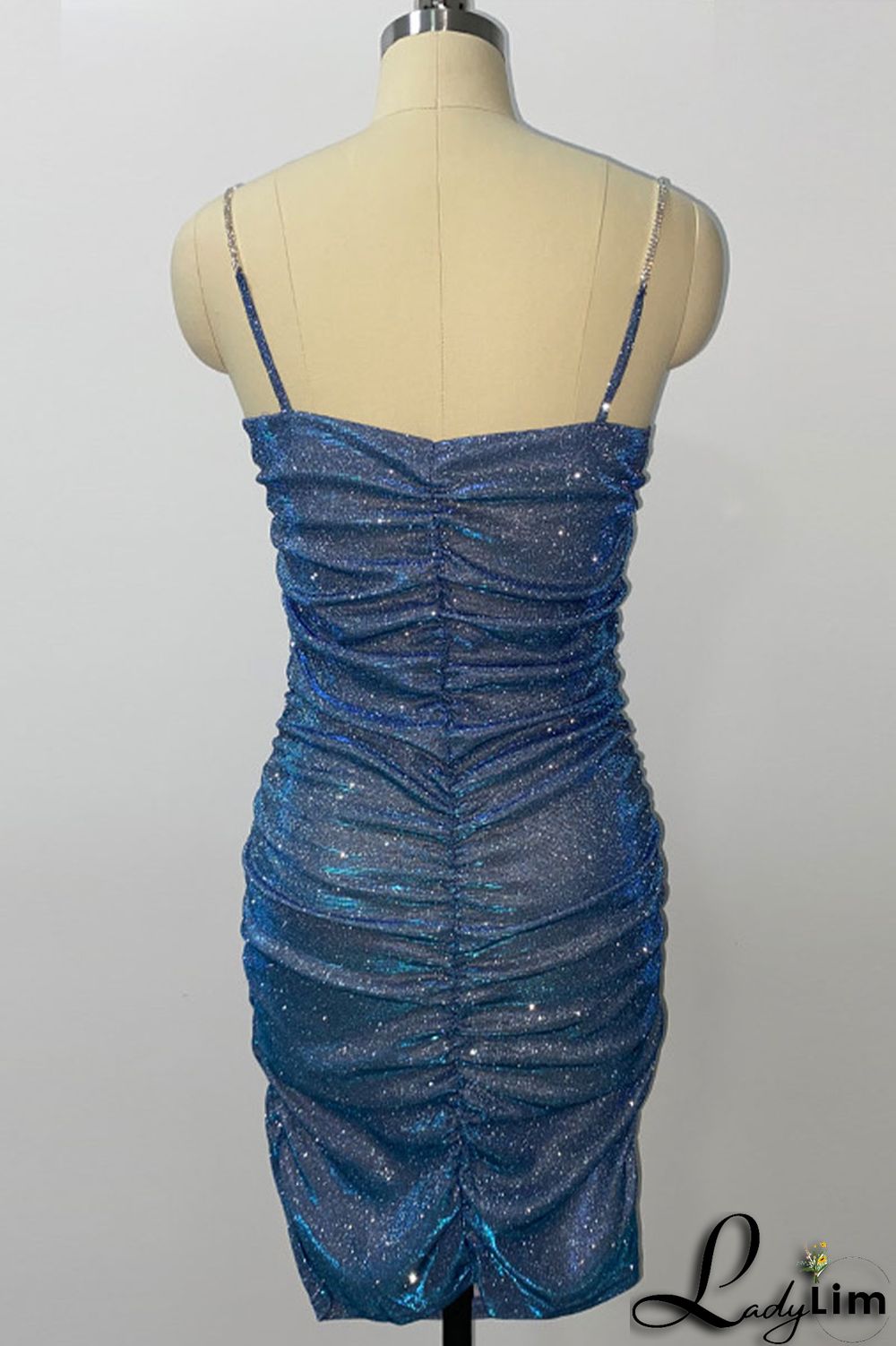 Silver Sexy Solid Fold Rhinestone Square Collar A Line Dresses