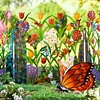 Colorful Metal 3-Panel Butterfly and Flower Garden Screen