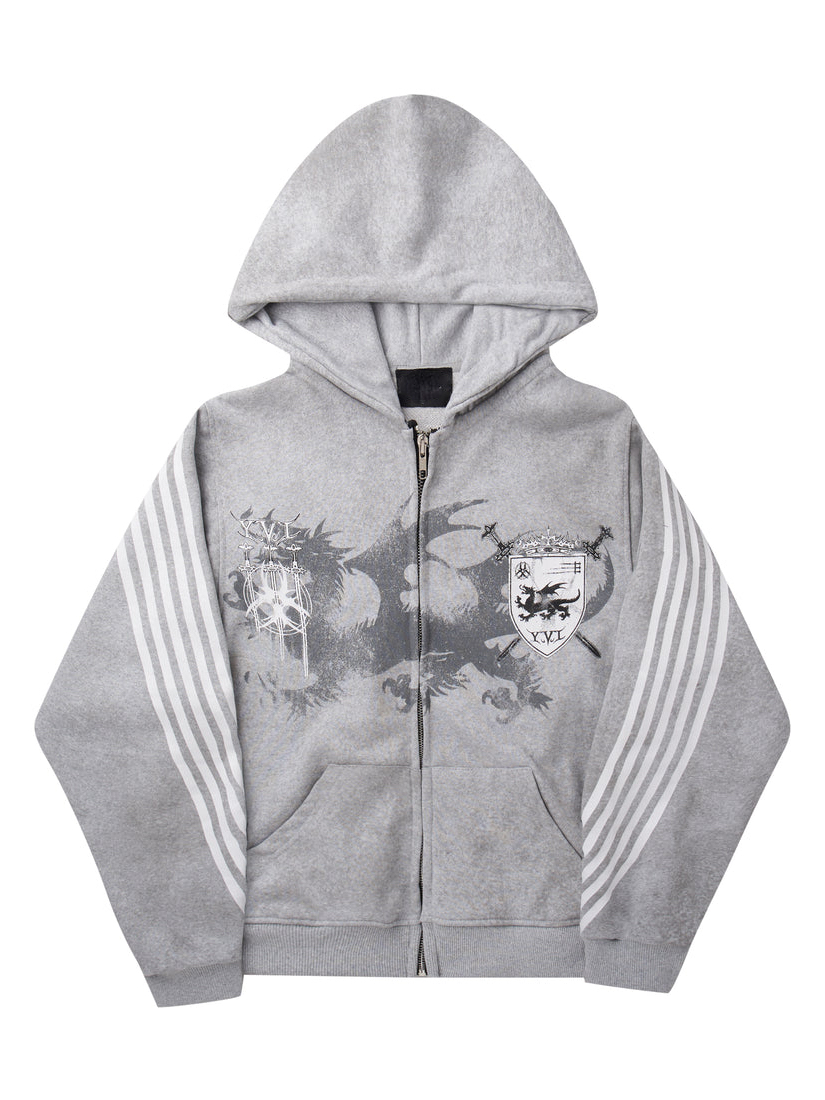 Conclear fall outfits y2k Streetwear Grunge Zip Up Hoodies Women Y2k Aesthetic Graphic Print Hooded Sweatshirts Harajuku Goth Hip Hop Crop Tops