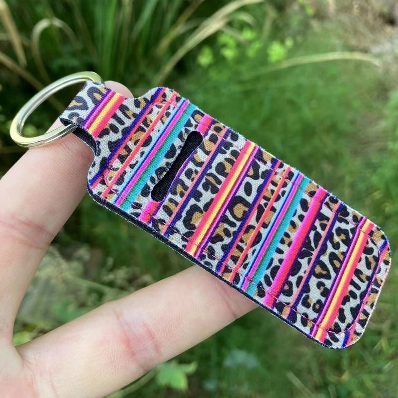 5 Pieces Pastoral Sunflower Lips Leopard Polyester Keychain