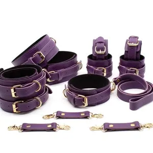 pornhint Pornhint Leather BDSM Bondage Gear, Leather Restraint Set [4in1] or [5in1] for Women Couples, Luxury Sexy Play Christmas Gift