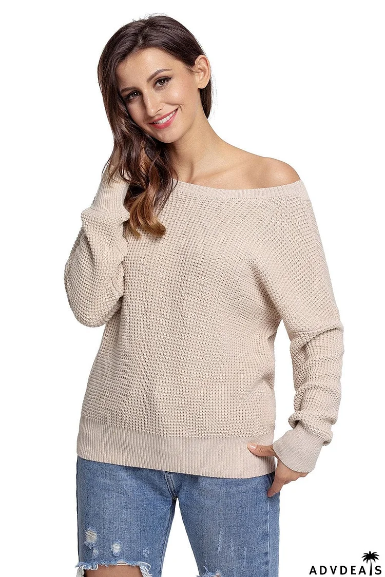 Aprioct Cross Back Hollow-out Long Sleeve Sweater