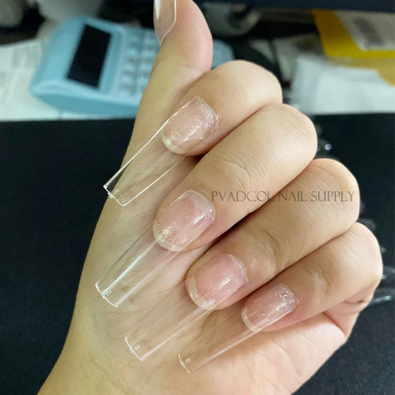 XL Long Square False Nail Tips Full Cover Fake Tip Clear Press On Custom Nails Salon Manicure Supply-Nail Inspo