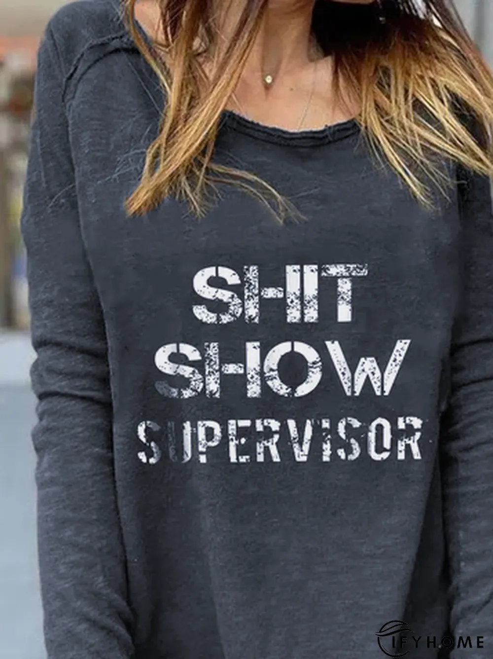 Casual Shit Show Supervisor Letters Round Neck T-shirt | IFYHOME
