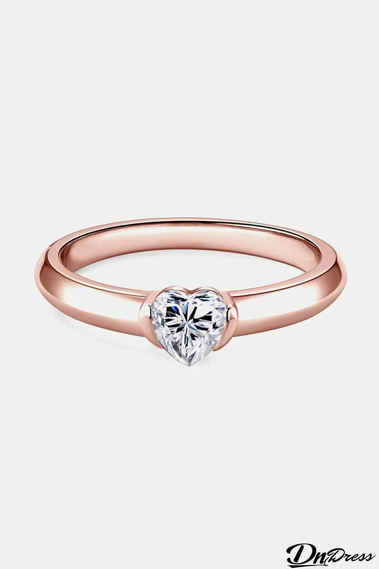 Moissanite 925 Sterling Silver Heart Solitaire Ring