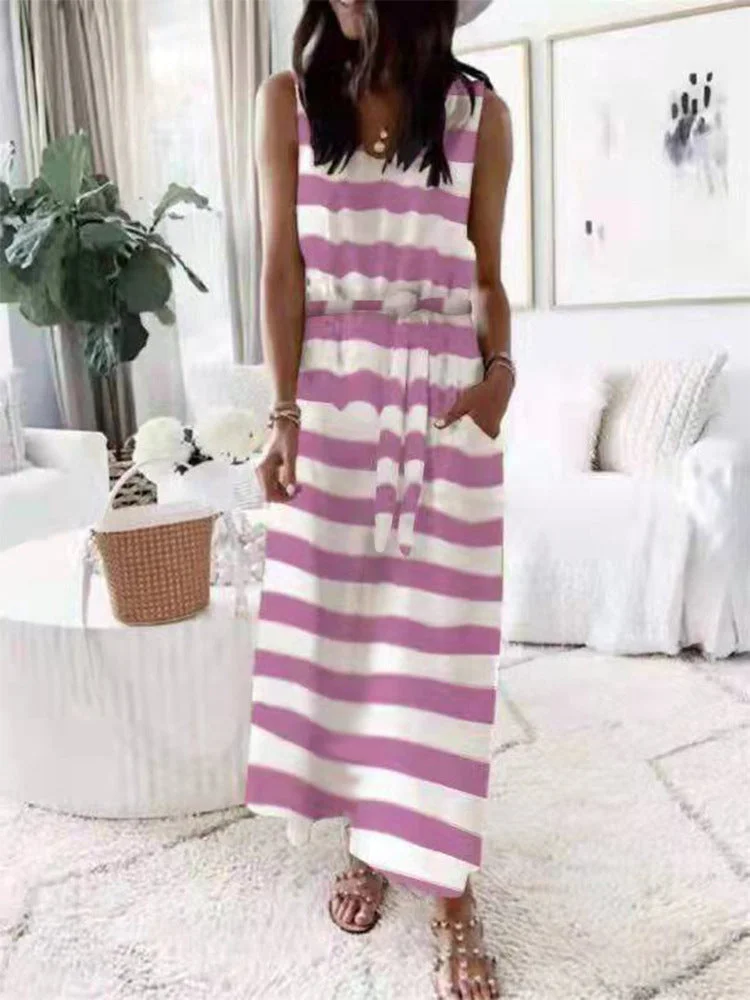 Printed Vest Belt Dress