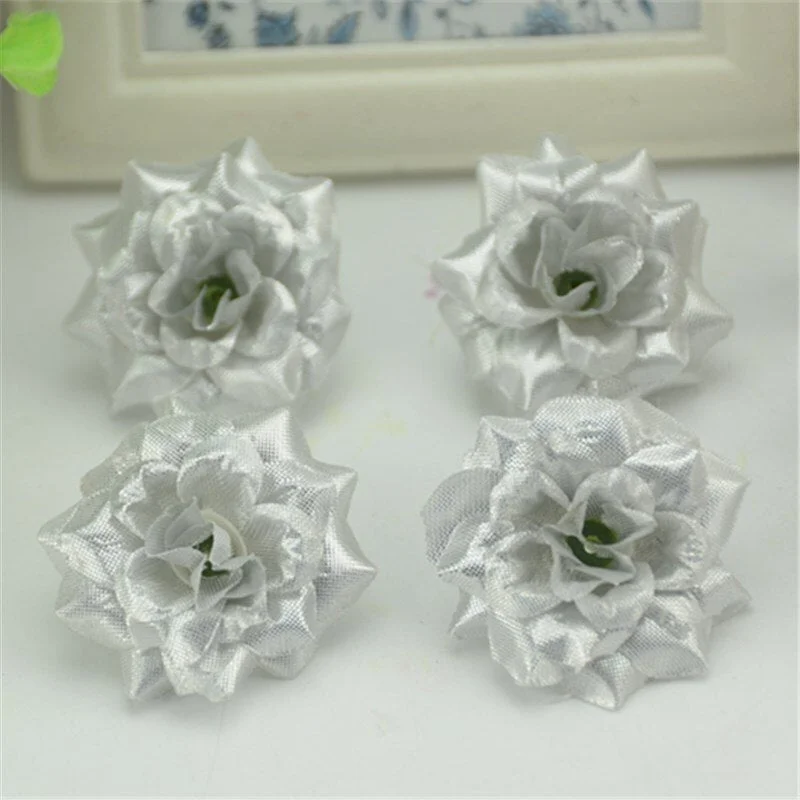 20Pcs 4.5cm  Mini Artificial Silk Rose Flowers Heads  For Wedding Decorativ Handmade DIY Scrapbooking Garland Fake Flower Wreath