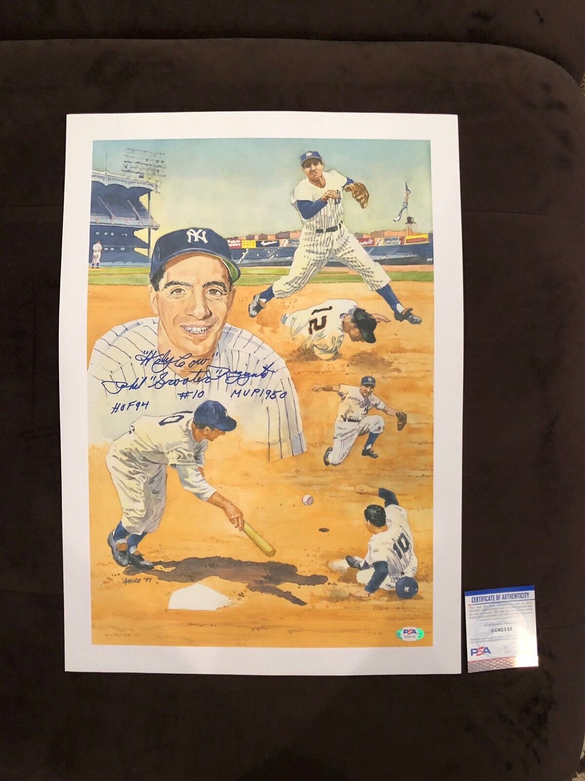 Phil Rizzuto Signed 14x20 Photo Poster painting New York Yankees World Series Hof Rare PSA COA