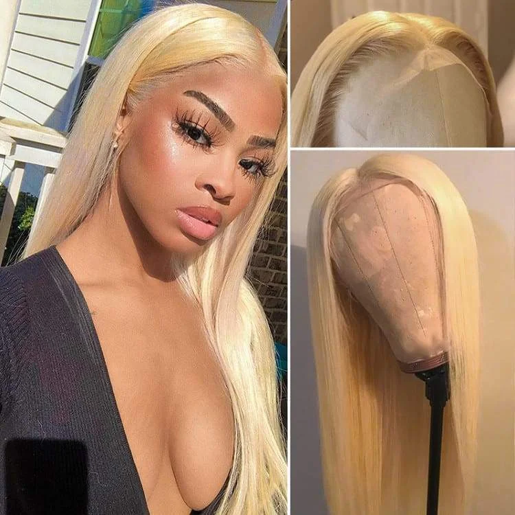Nicki Style Solid 613 Blonde Straight Transparent Lace Front Wig| Colored Available