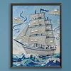 Diamond Painting-DIY Special Shaped Drill Pearl Painting Blue Sailboat(35x45cm)