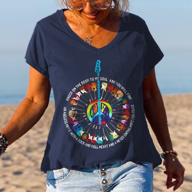 Knock On The Door To My Soul And You Will Find Printed Guitar Patterns Tees