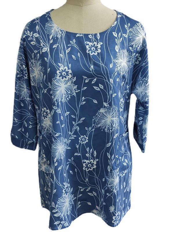 Women Half Sleeve V-neck Solid Color Dress