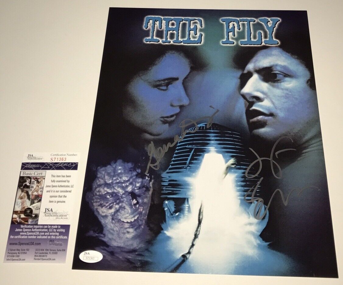 Jeff Goldblum & Geena Davis THE FLY Cast Signed 11X14 Photo Poster painting Autograph JSA COA