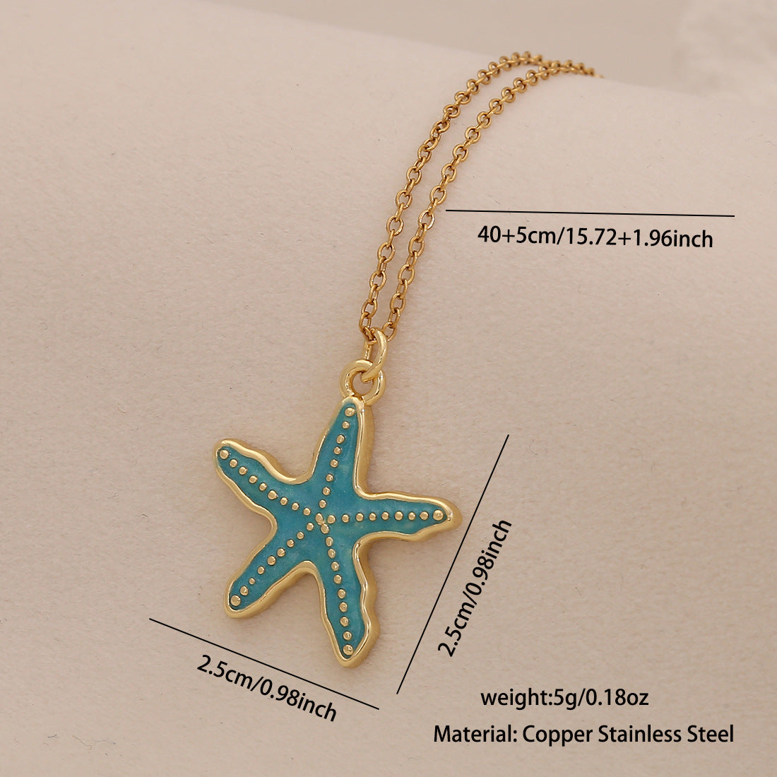 Oil Dripping Conch Starfish Pendant Necklace Beach Holiday Metal Stainless Steel Necklace N1555