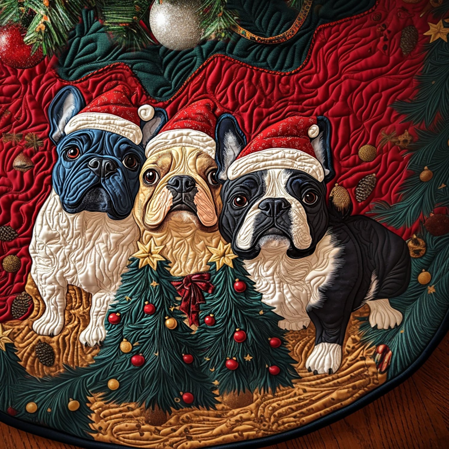 Paws of Paris Quilted Christmas Tree Skirt NCU0PT2441