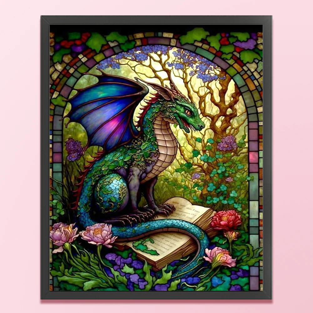 14CT Full Stamped Cross Stitch - Stained Glass Pterodactyl(Canvas|45*55cm)