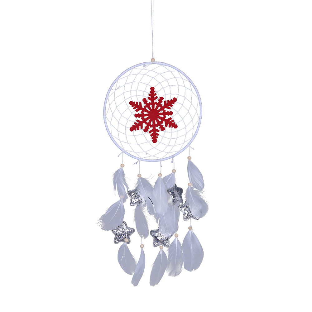 

Christmas Snowflake Feather Dream Catcher Bedroom Decor Hanging Craft (A, 501 Original