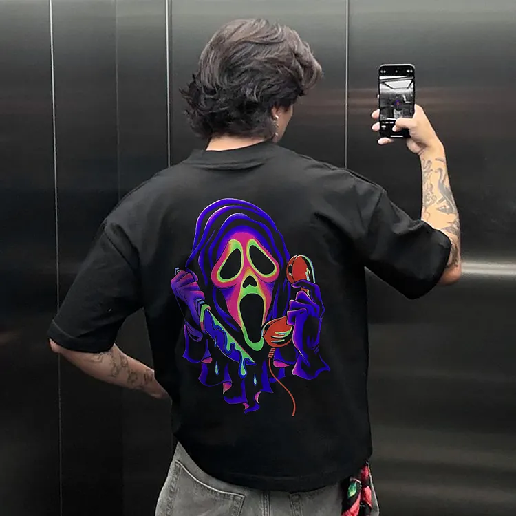Neon Scream Ghost Printed Men's T-shirt