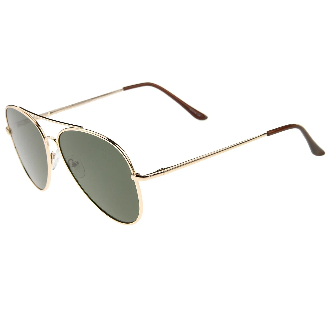 Large Classic Full Metal Teardrop Flat Lens Aviator glasses 60mm