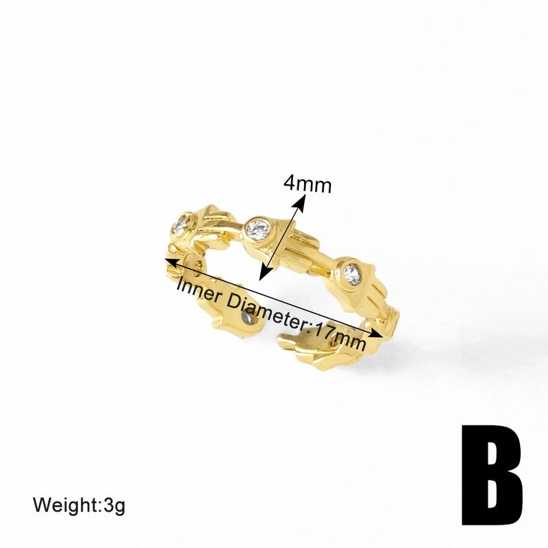 Copper 18K Gold Plated Plating Inlay Irregular Pearl Zircon Open Rings