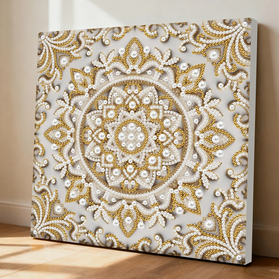 Round Mandala DIY Pearl Diamond Art Kit for Adults Home Decor 25x25cm With Frame